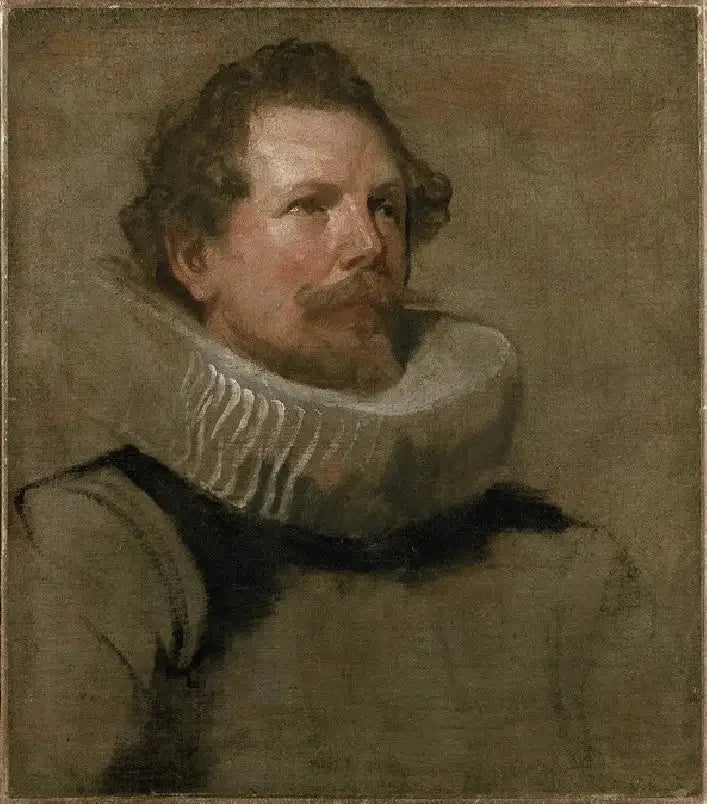 Sakal sakallı bir adamın başı, dişli tekerlek tutuyor - Antoine van Dyck