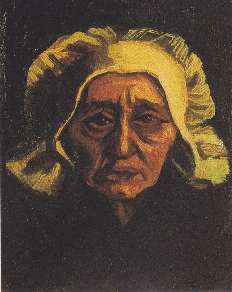 Beyaz başlıklı yaşlı bir köylü kadının başı - Vincent van Gogh
