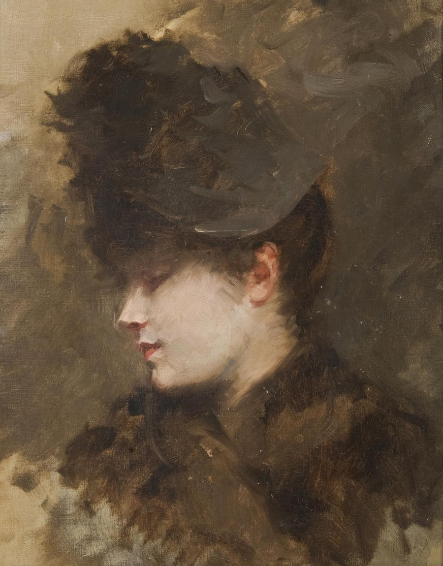 Şapkalı kadın başı, profil - Giuseppe De Nittis