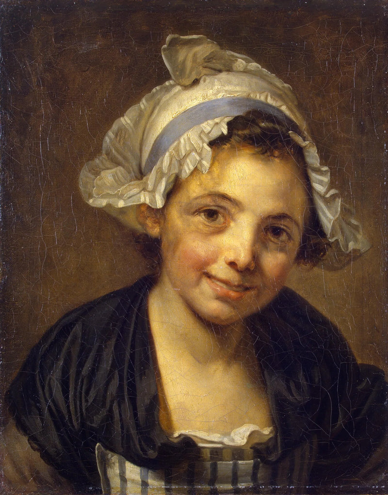 Genç Kız Başlığı Şapka ile - Jean-Baptiste Greuze