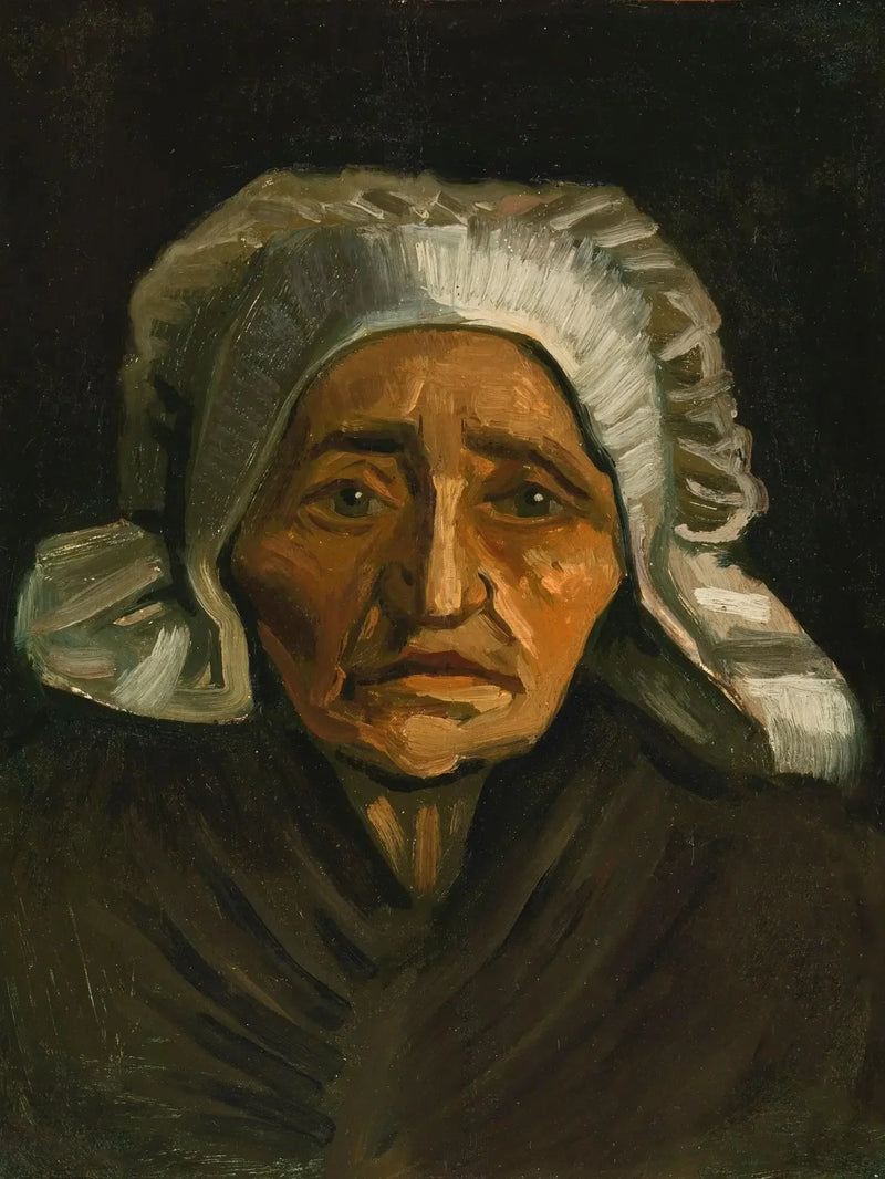 Beyaz başlık takan köylü kadının başı - Vincent van Gogh