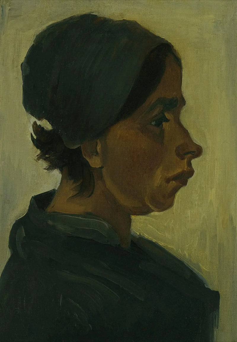 Siyah başlıklı köylü kadını başı - Vincent van Gogh