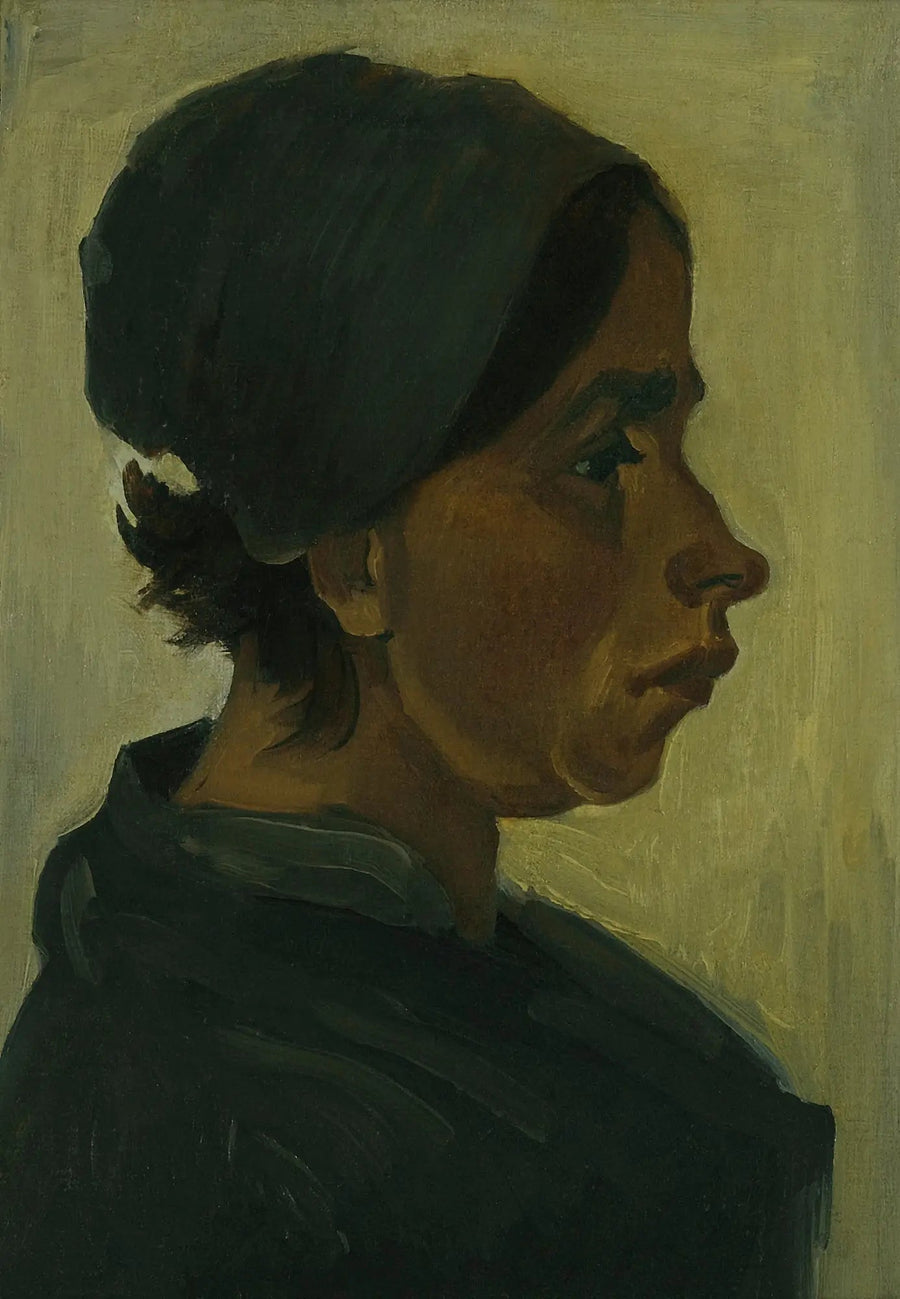Siyah başlıklı köylü kadını başı - Vincent van Gogh