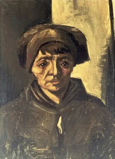 Siyah başlıklı köylü kadını başı - Vincent van Gogh