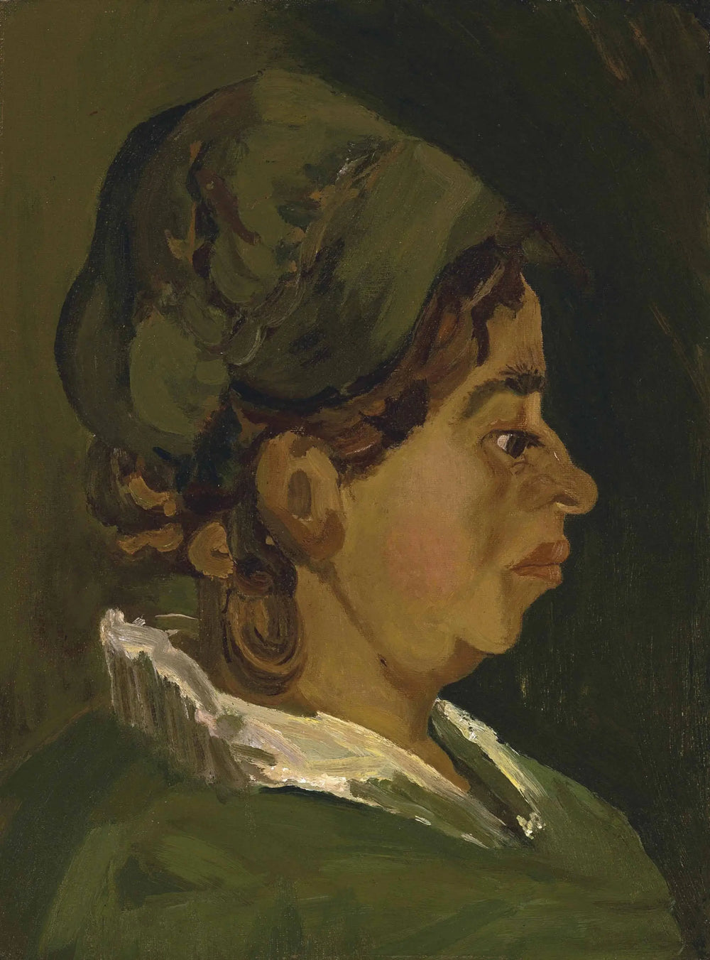 Reproduction du tableau « Tête de paysanne : profil droit - Vincent van Gogh » par Alpha Reproduction en peinture à l’huile