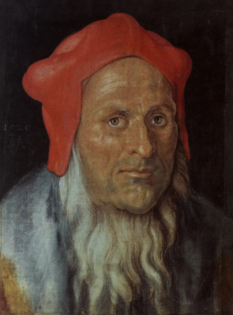Kırmızı şapka takmış yaşlı adam başı - Albrecht Dürer