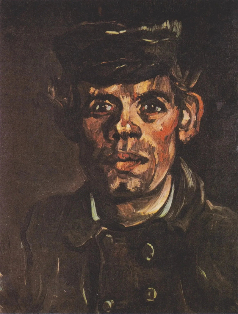 Vizörlü şapkalı genç bir köylünün başı - Vincent van Gogh
