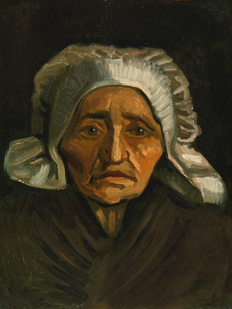 Beyaz başlık takan köylü kadının başı - Vincent van Gogh