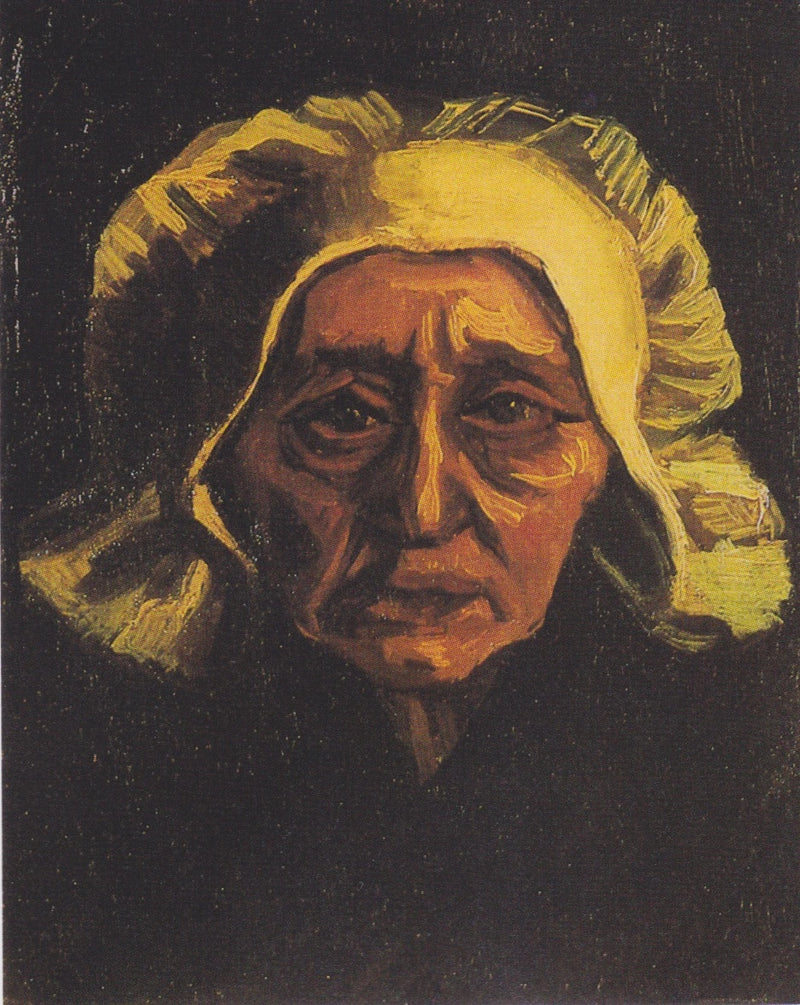Beyaz başlıklı yaşlı bir köylü kadının başı - Vincent van Gogh