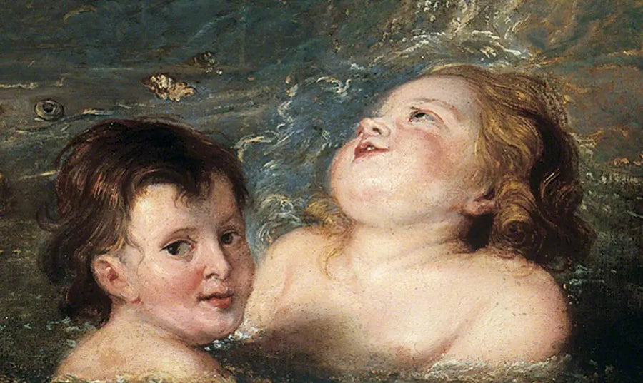 İki çocuğun denizde yıkanırken başları - Peter Paul Rubens