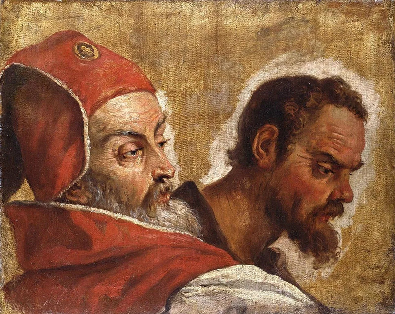 İki adamın başları: bir yazıcı mı yoksa Ferisi mi ve bir havari mi? - Sebastiano Ricci