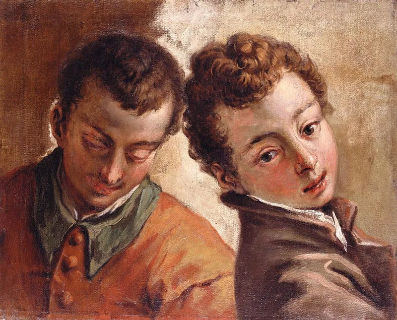 Genç bir adam ve bir çocuk'un yan yana duran başları - Sebastiano Ricci