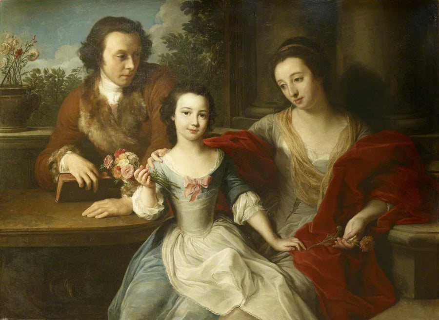 Thomas Barrett-Lennard (1717–1786), gelecek 17. Lord Dacre, eşi Anna Maria Pratt (1806'da vefat etmiş), ve kızları Barbara Anne - Pompeo Batoni