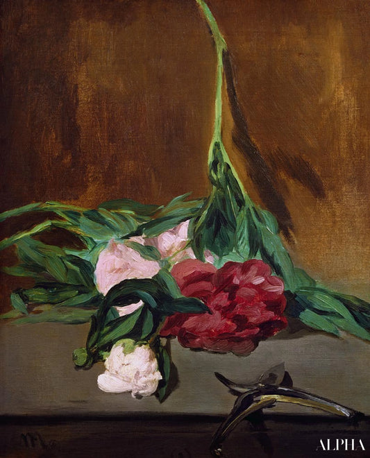 Tige de pivoines et sécateurs - Edouard Manet - Reproductions de tableaux et peintures haut de gamme