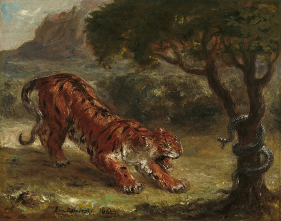Kaplan ve yılan - Eugène Delacroix