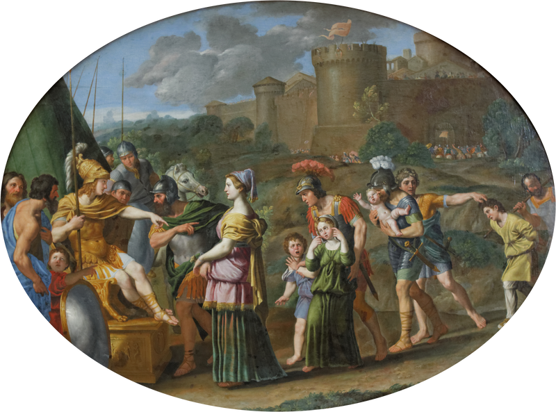 Timoclée esir alınmış ve Alexandre'nin önüne getirilmiş - Domenichino
