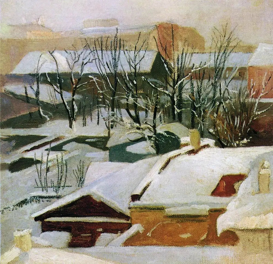 Kışın Şehir Çatılar - Ivan Chichkine