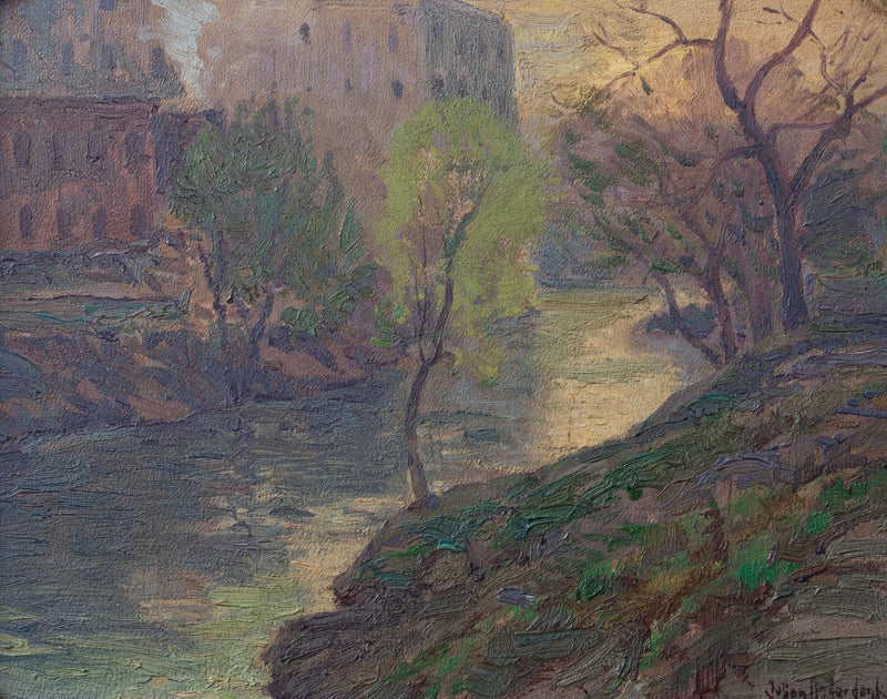 Sabah erken saatlerde San Antonio Nehri'nde, değirmen köprüsü seviyesinde - Julian Onderdonk