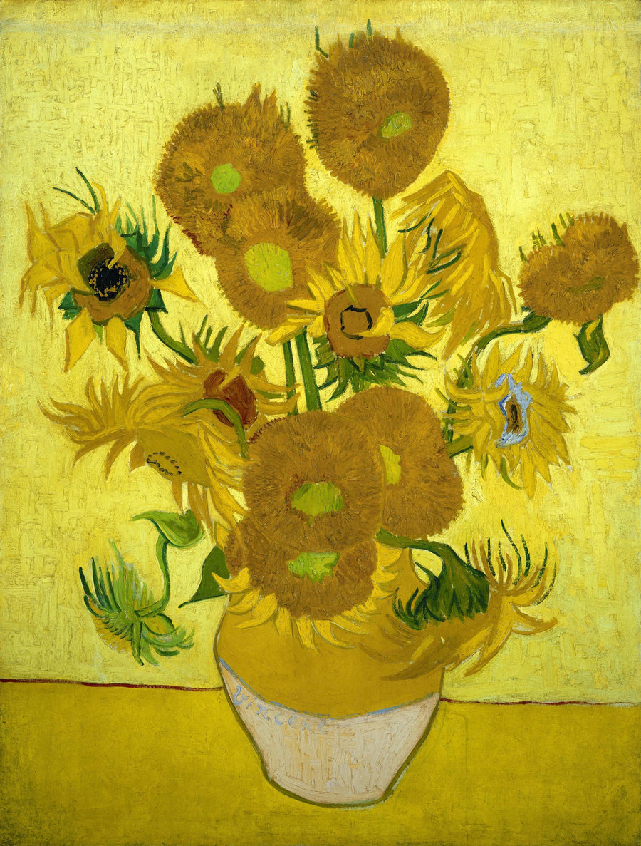 Natürmort: On beş ayçiçeği ile vazo - Vincent van Gogh