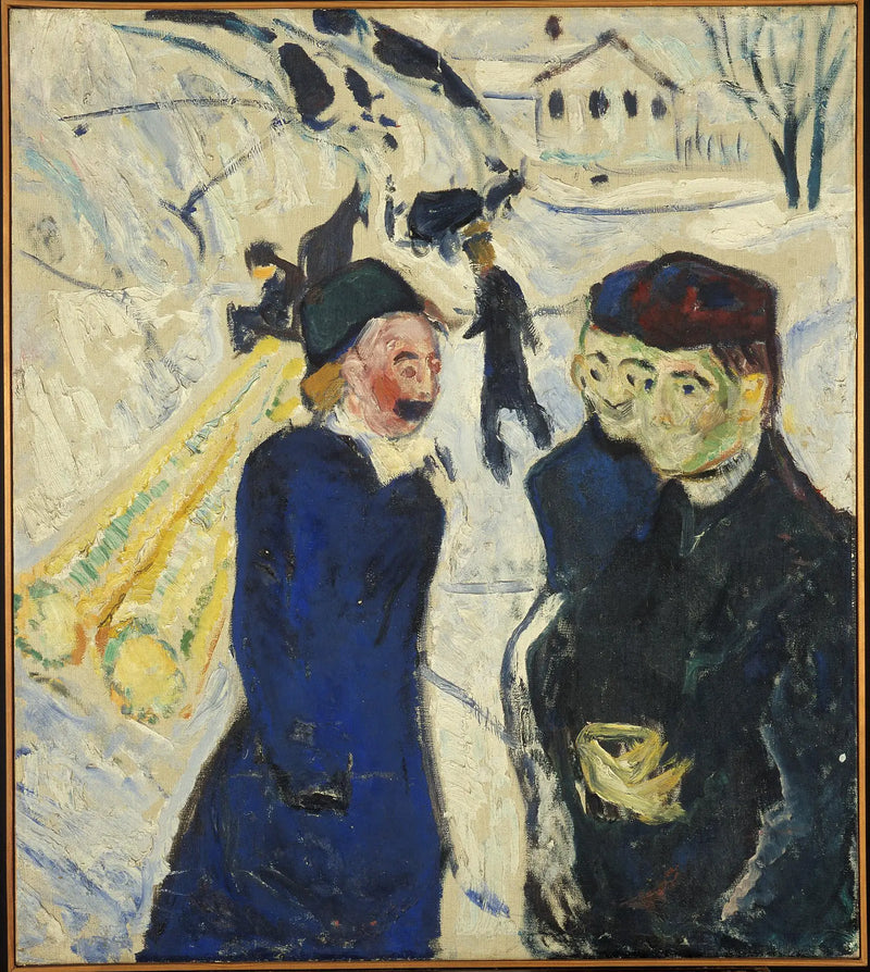 Kragerø'da Bir Sokakta Yolcu ve Ahşap Taşımacılığı - Edvard Munch