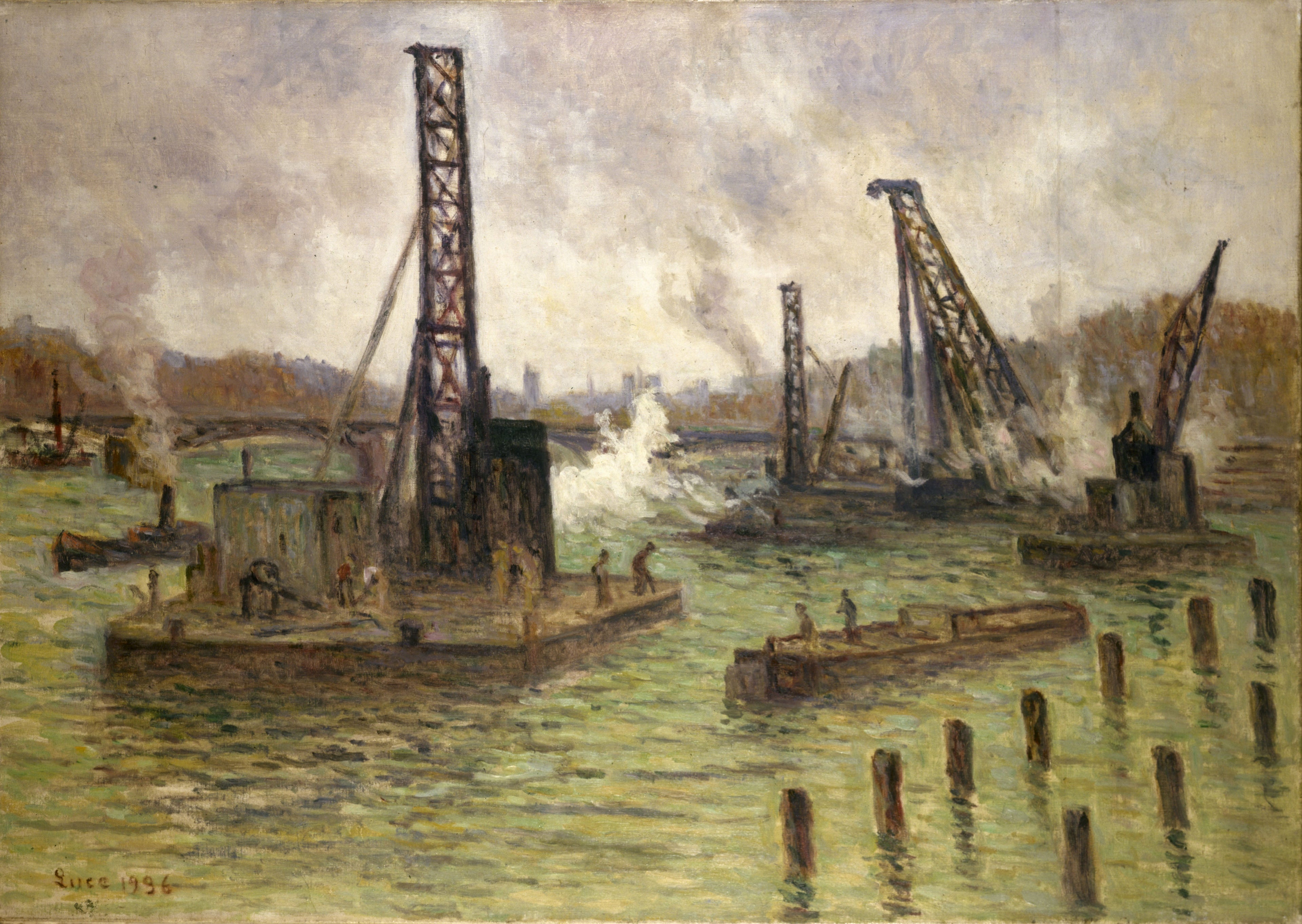 Travaux sur la Seine, au pont des Saints-Pères - Maximilien Luce
