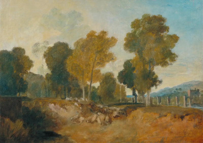 Nehrin Yanındaki Ağaçlar, Ortada Köprü ile - J. M. W. Turner