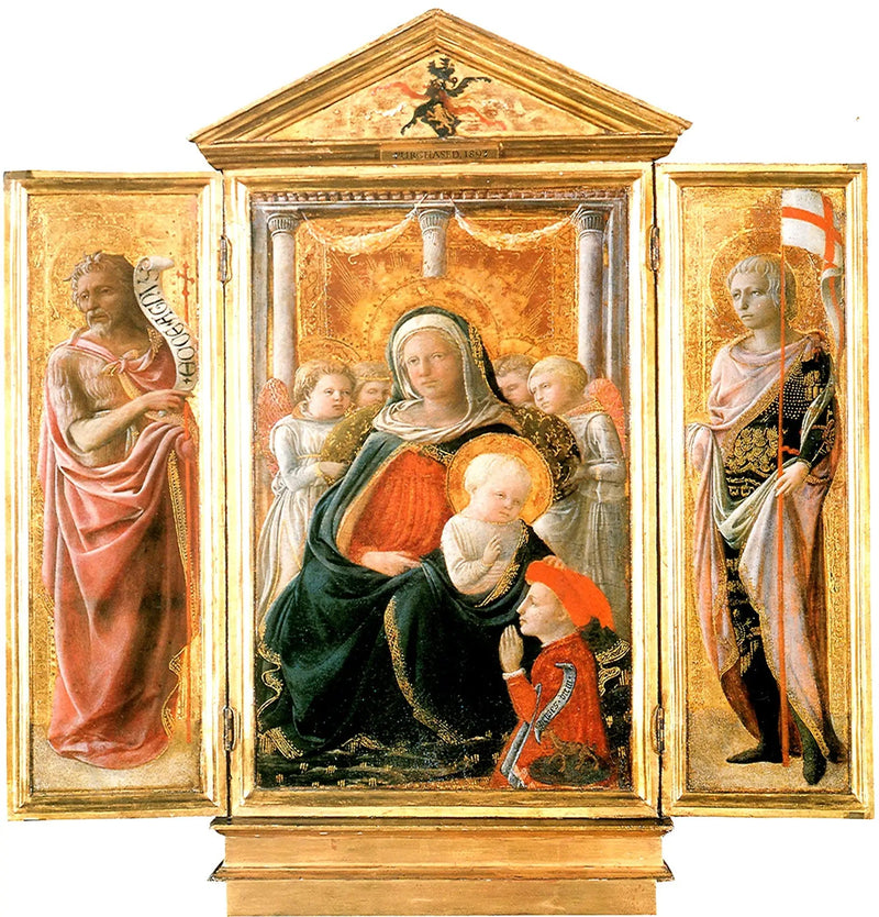 Alçakgönüllülük Meryem Ana ve Azizler Üçlü Tablo - Fra Filippo Lippi