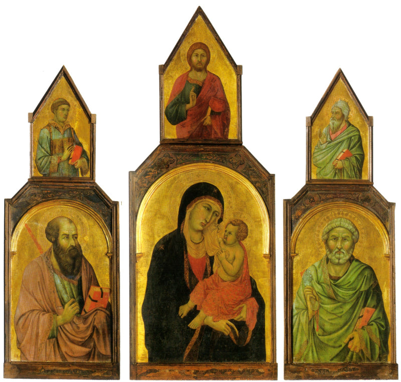 Meryem Ana ve Çocuk ile Aziz Petrus ve Pavlus Triptyği - Ugolino di Nerio