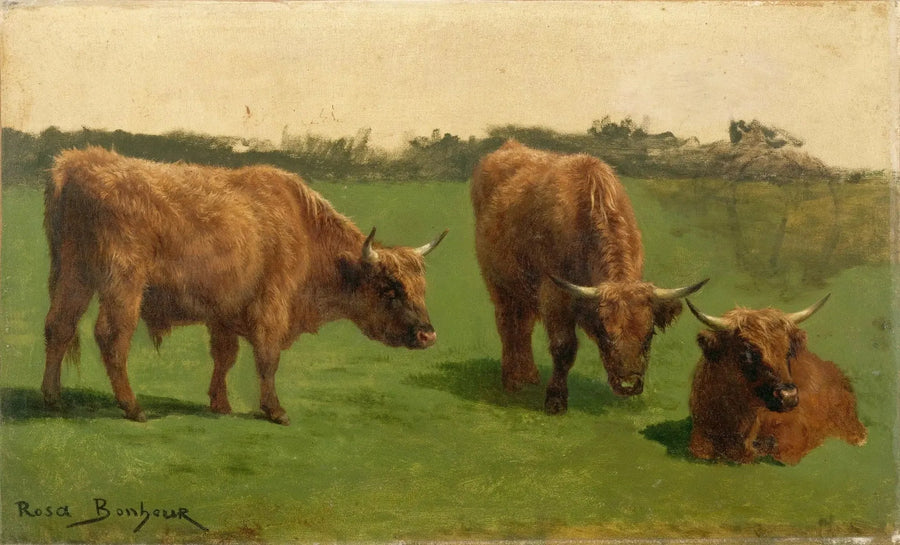 Üç kızıl öküz otluyor - Rosa Bonheur