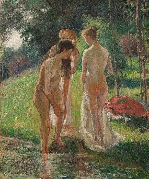 Banyodan Çıkan Üç Yüzücü - Camille Pissarro