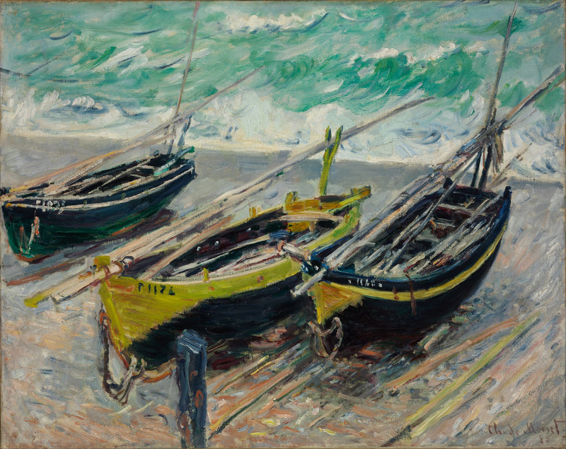 Üç balıkçı teknesi W1029 - Claude Monet