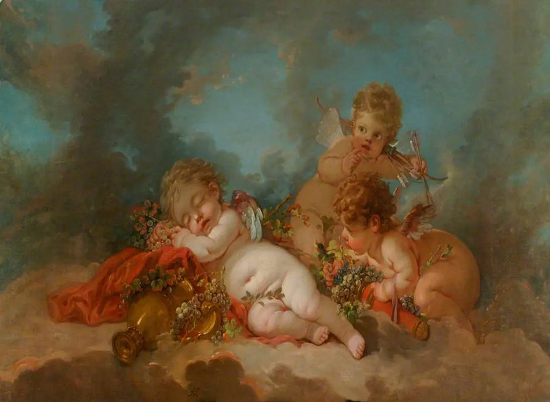 Üç Aşk Tanrısı Bulutlarda Yüzer - François Boucher