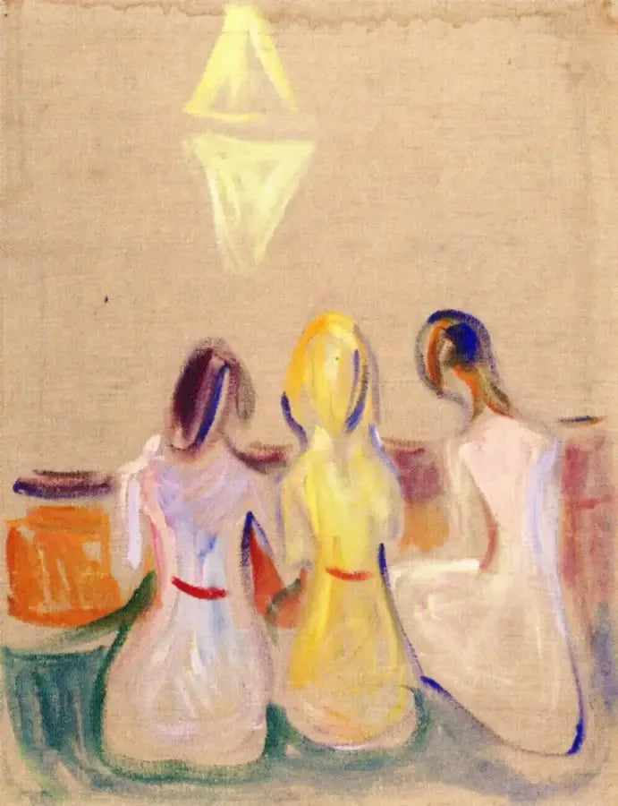 Üç Genç Kadın Oturuyor - Edvard Munch