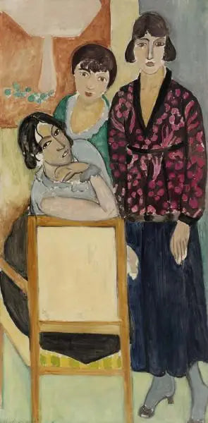Reproduction du tableau « Trois Sœurs et "La Table de Marbre Rose" (Les Trois sœurs à "La Table de marbre rose") - Henri Matisse » par Alpha Reproduction en peinture à l’huile