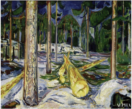 Tronc d'arbre jaune - Edvard Munch - Reproductions de tableaux et peintures haut de gamme