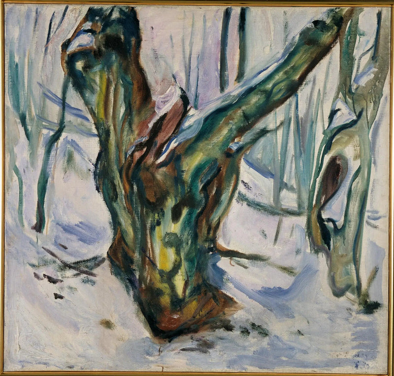 Kaba ağaç gövdeleri kar içinde - Edvard Munch