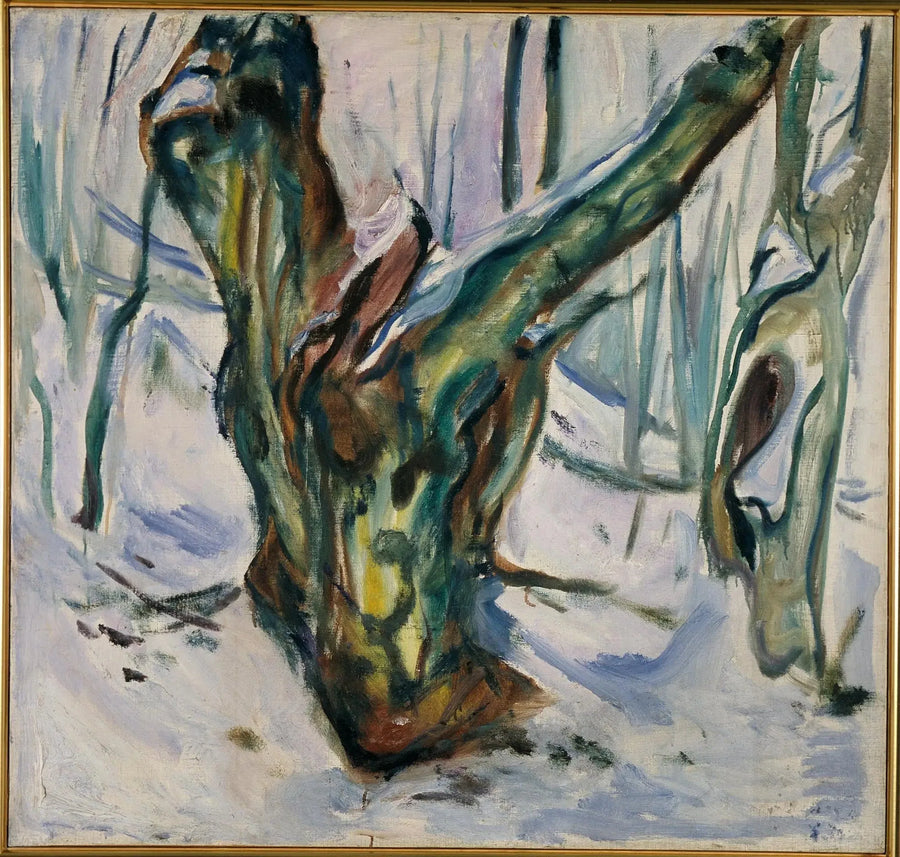Kaba ağaç gövdeleri kar içinde - Edvard Munch