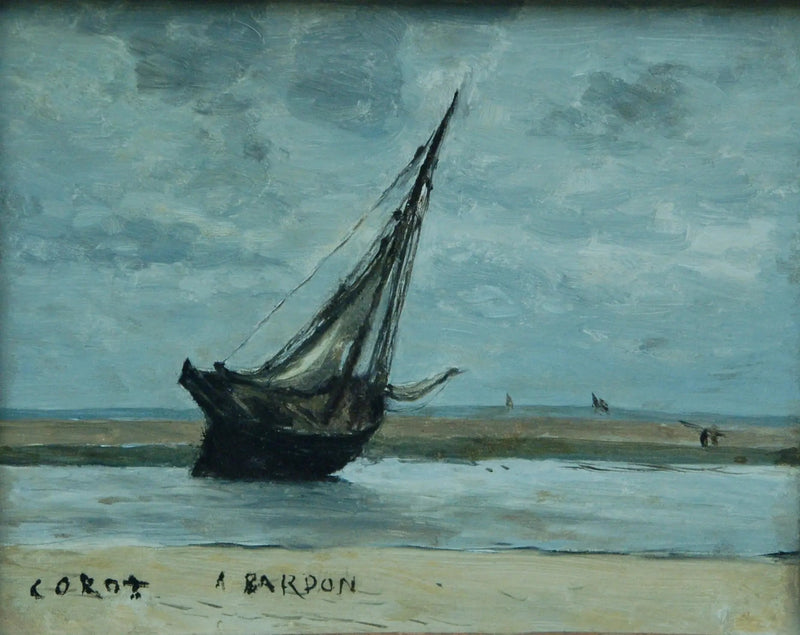 Trouville. Kıyıya Vuran Tekne, Alçak Gelirde Balıkçı Teknesi olarak adlandırılır - Jean-Baptiste Camille Corot