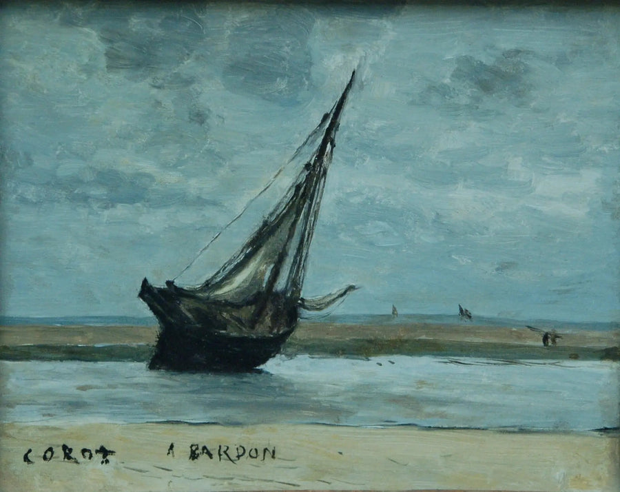 Trouville. Kıyıya Vuran Tekne, Alçak Gelirde Balıkçı Teknesi olarak adlandırılır - Jean-Baptiste Camille Corot