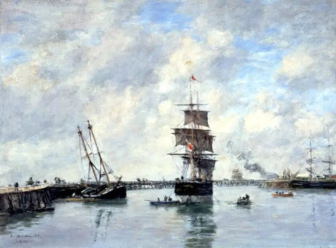 Trouville, iskeleler, yüksek deniz - Eugène Boudin