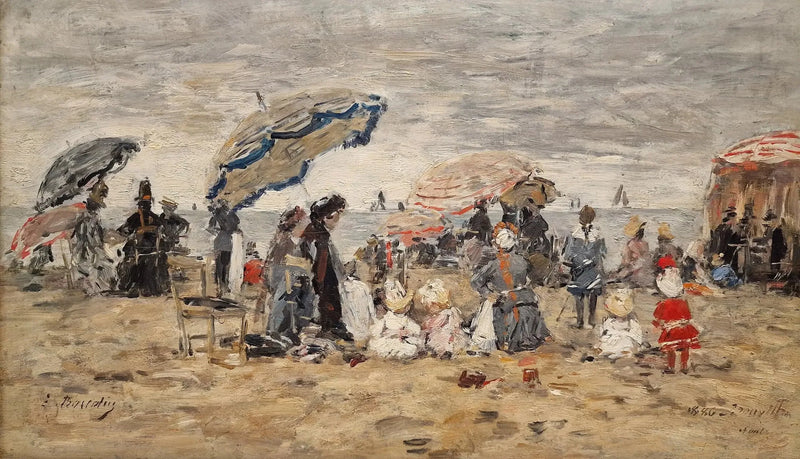 Trouville. Plajda Şemsiyeler - Eugène Boudin