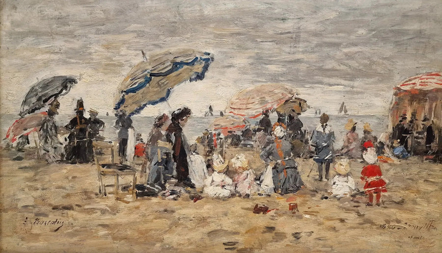 Trouville. Plajda Şemsiyeler - Eugène Boudin