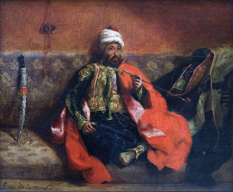Dumanlı Türk, bir kanepeye oturmuş - Eugène Delacroix