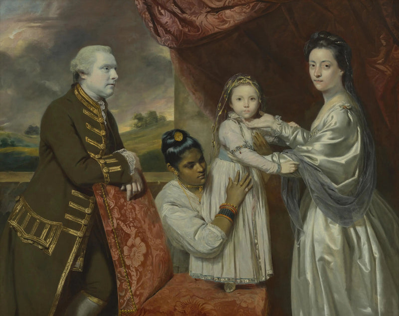 Tysoe Saul Hancock, eşi Philadelphia, kızları Elizabeth ve hizmetçisi Clarinda - Joshua Reynolds