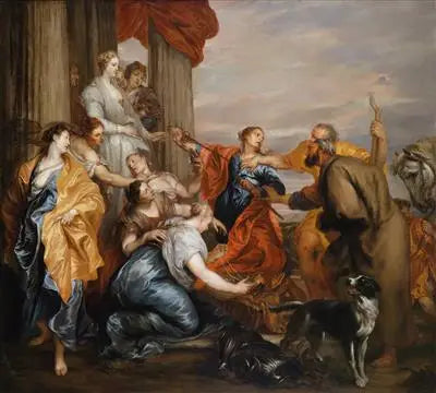Ulysse'nin Lykomède'nin kızları arasında Achille'yi keşfi - Antoine van Dyck