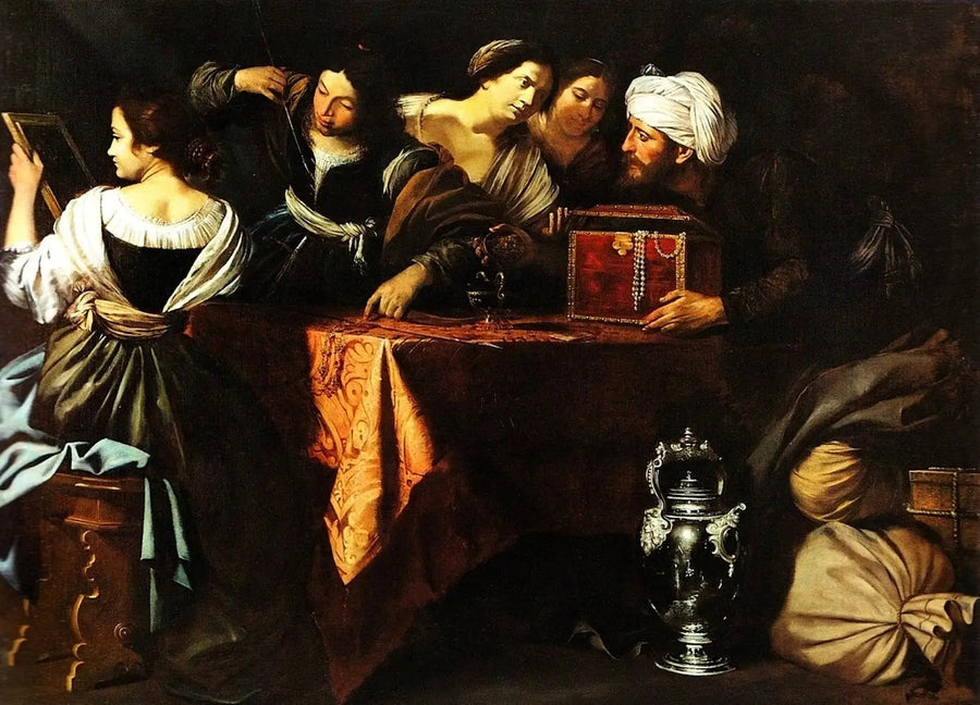 Ulysse, Lycomède'nin kızları arasında Achille'ye teşekkür ediyor - Artemisia Gentileschi