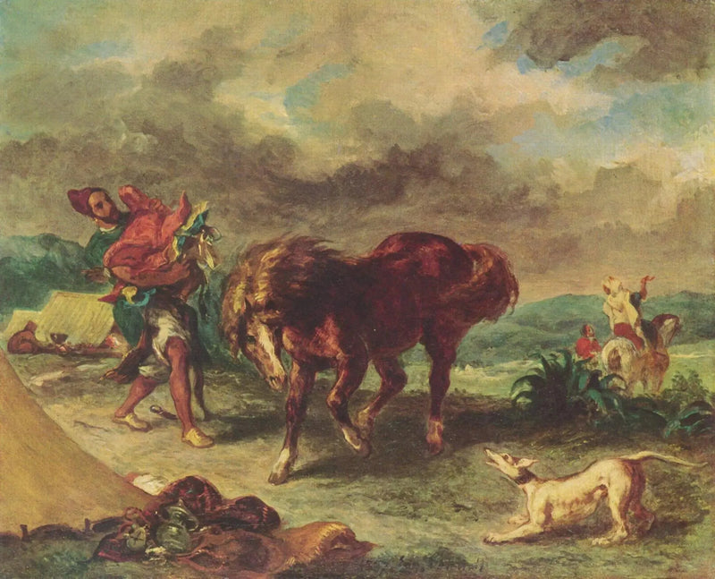Bir Arap atını ehlileştiriyor - Eugène Delacroix