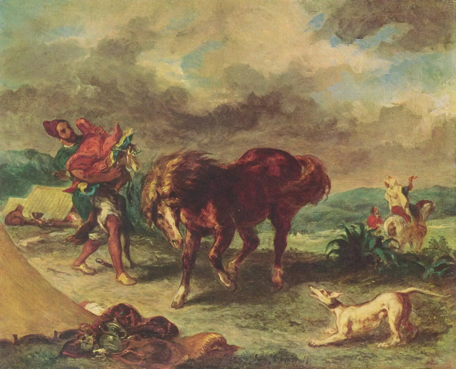 Bir Arap atını ehlileştiriyor - Eugène Delacroix