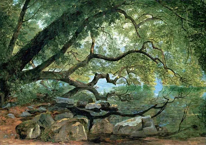 İtalya'daki Albano Gölü'nde Ilex ağacı - John Frederick Kensett