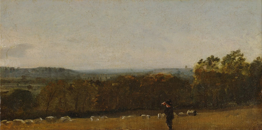 Un berger dans un paysage regardant à travers Dedham Vale en direction de Langham - John Constable - Alpha Reproduction
